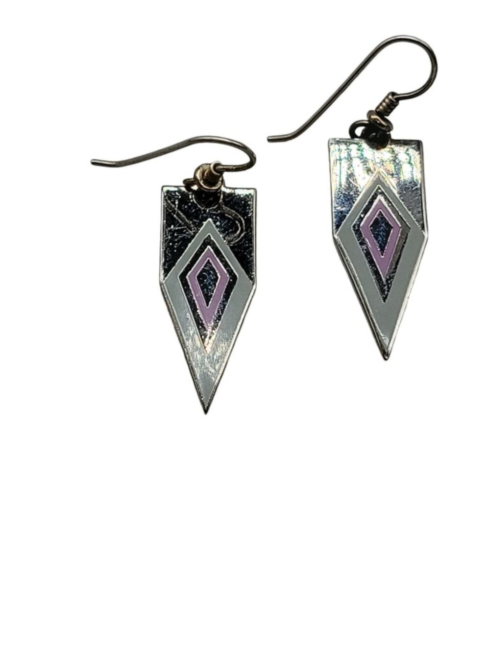 Laurel Burch Naomi Dangling Hook Earrings Enamel Pointed Earrings Vintage - Picture 4 of 11
